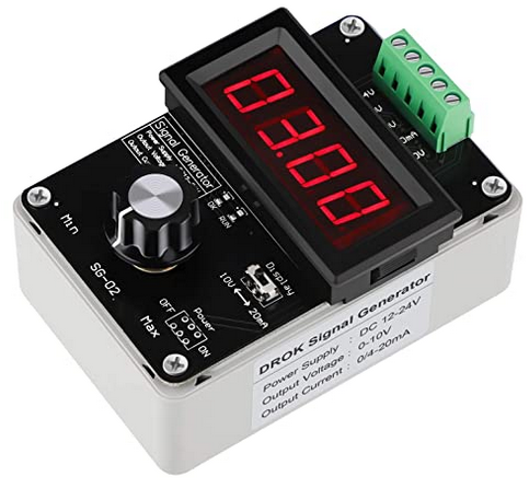 Generador fuente de 4-20 mA, generador de señal ajustable DROK, simulador analógico de voltaje de corriente CC 0-10 V 0 4-20 mA para ajustar el valor del panel PLC pruebas LED